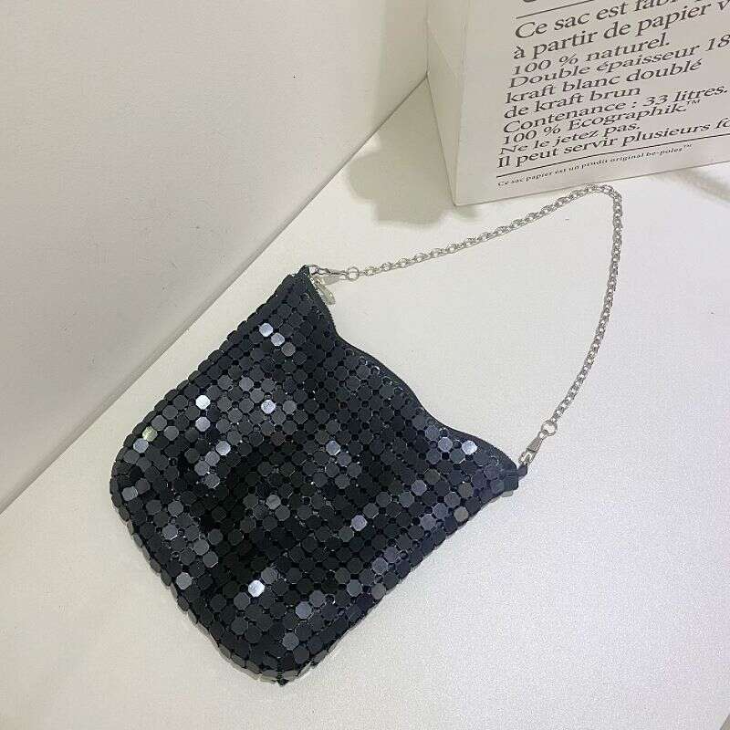 2024 New Niche Popular Handbag Shoulder Light Rhinestone Wrapped Aluminum Sheet Mobile Phone Bag, Hand-Held