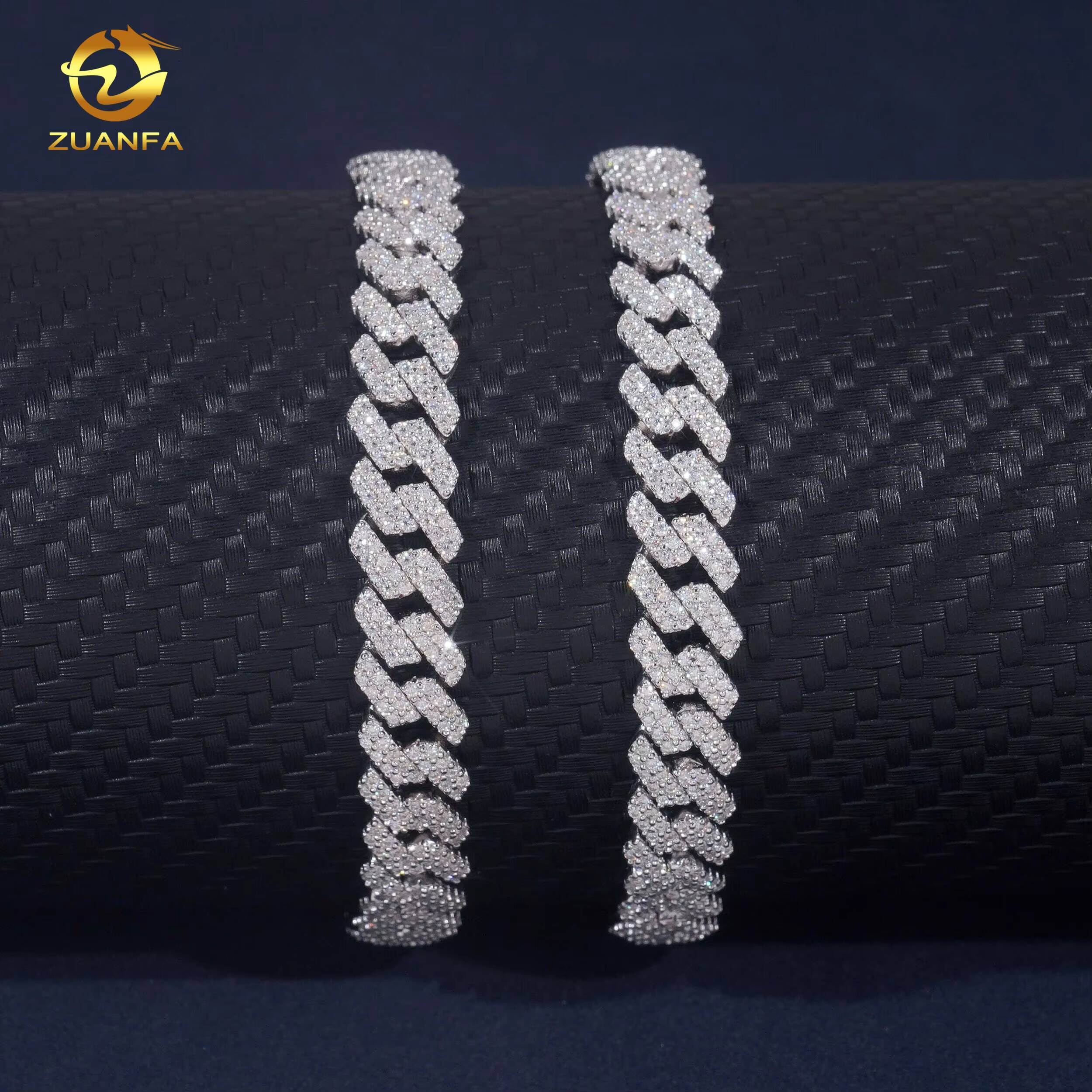 8mm Hip Hop Custom Jewelry VVS Moissanite Cuban Link Chain Necklace 925 Sterling Sliver Diamond Iced Out Necklace Bracelet