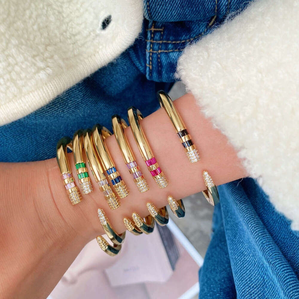 New Fashionable Bracelet Internet Celebrity Style Elegant Light High-end Colorful Zircon Open Bangle