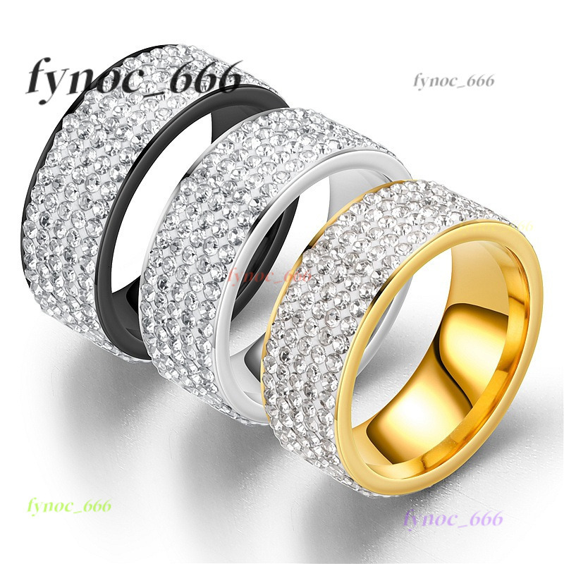 Hip Hop Fashion Mens Classic Stainless Steel Ring Silver Gold Plating Diamond Rings