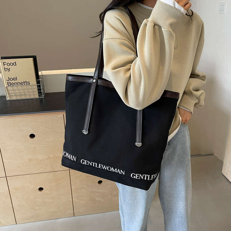 Designer Bags Gentle Woman Color-Block Letter Print Large Capacity Tote Canvas 2025 New Versatile Shoulder Bag