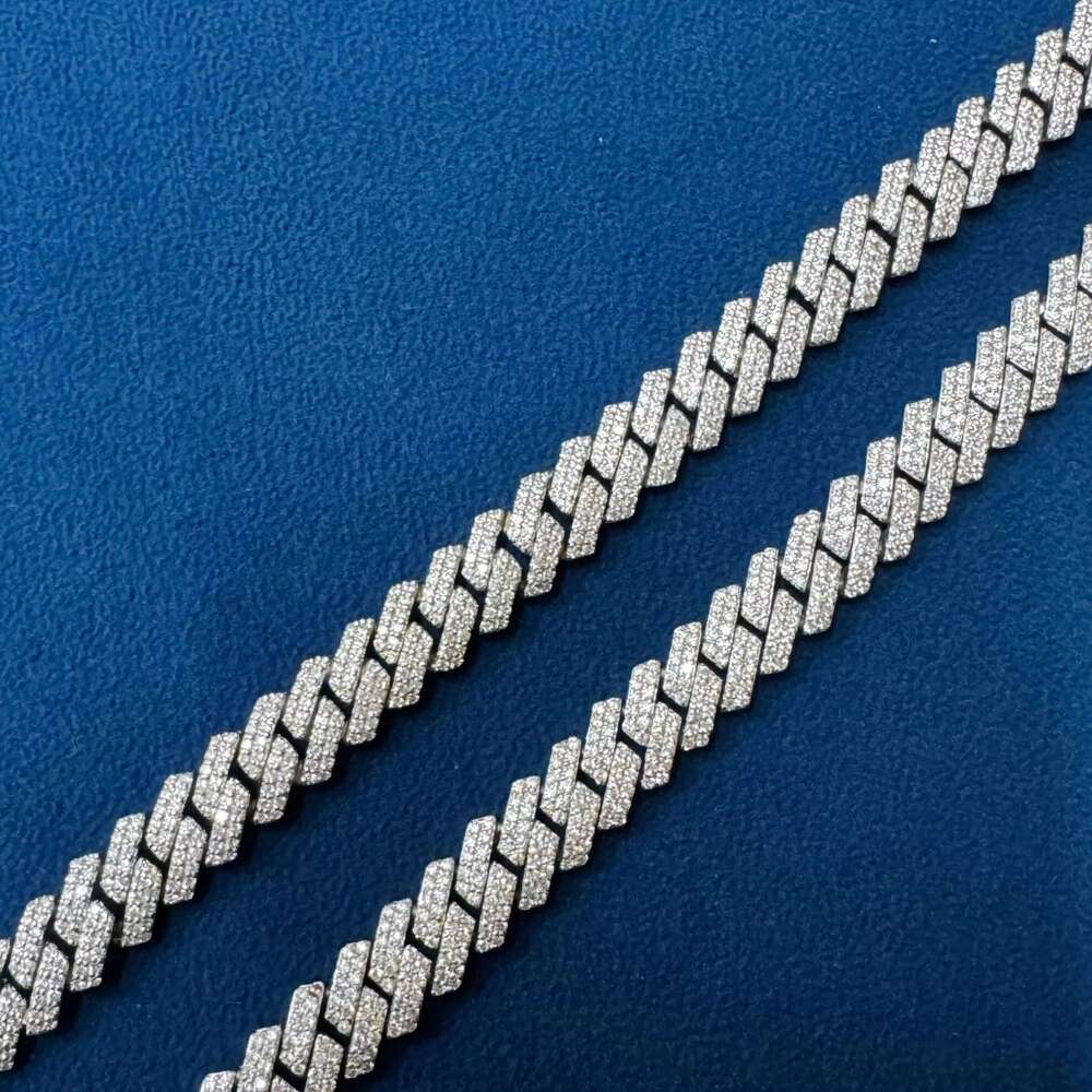 Hot Sale Moissanite Dia Sterling Sier 10MM Fully Iced Out Hip Hop Style Cuban jewellery Link Chain Custom Clasp