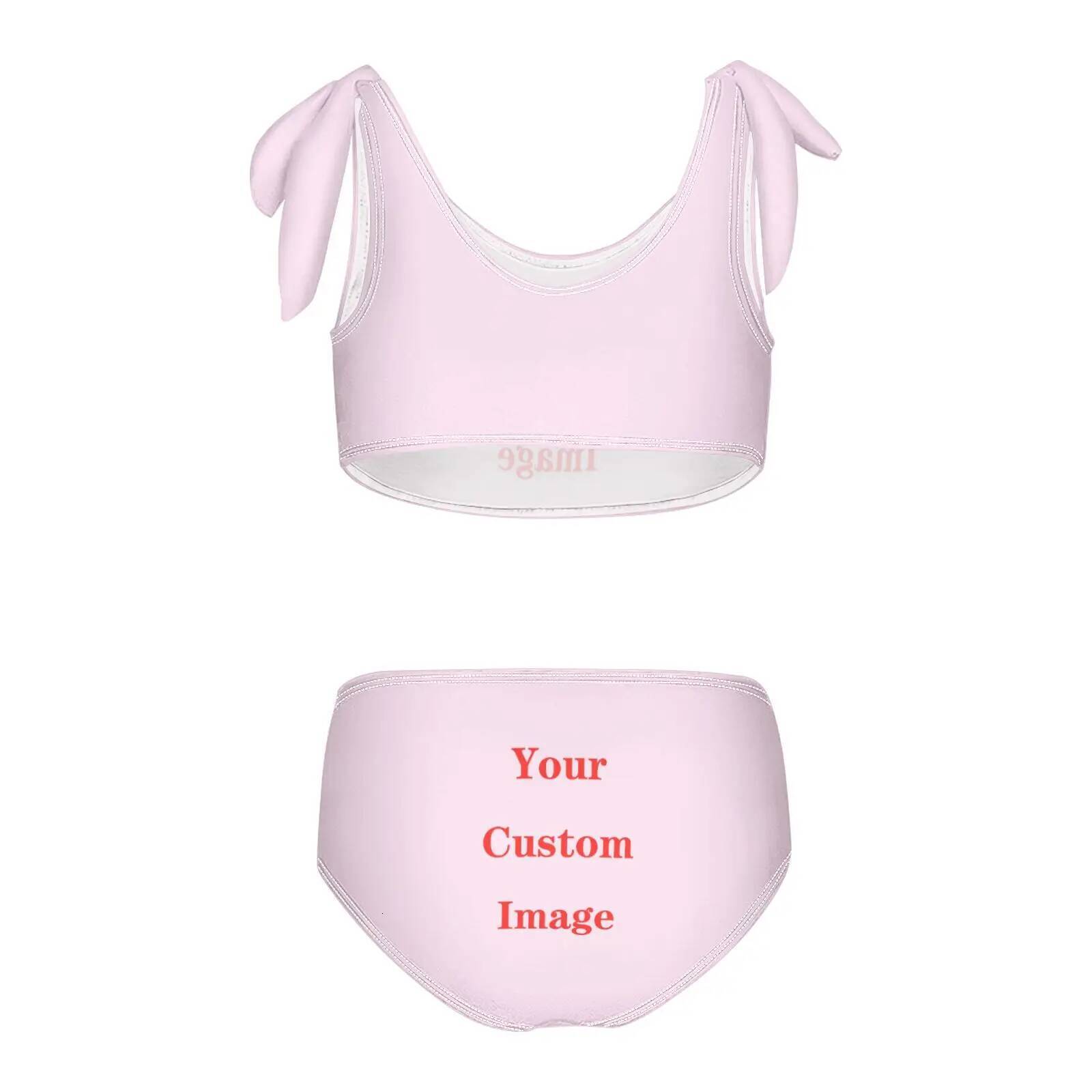Children's Two Piece Personalized customized images For Girls Summer Bikini Sets Kids Swimsuit Lovely Swimwear