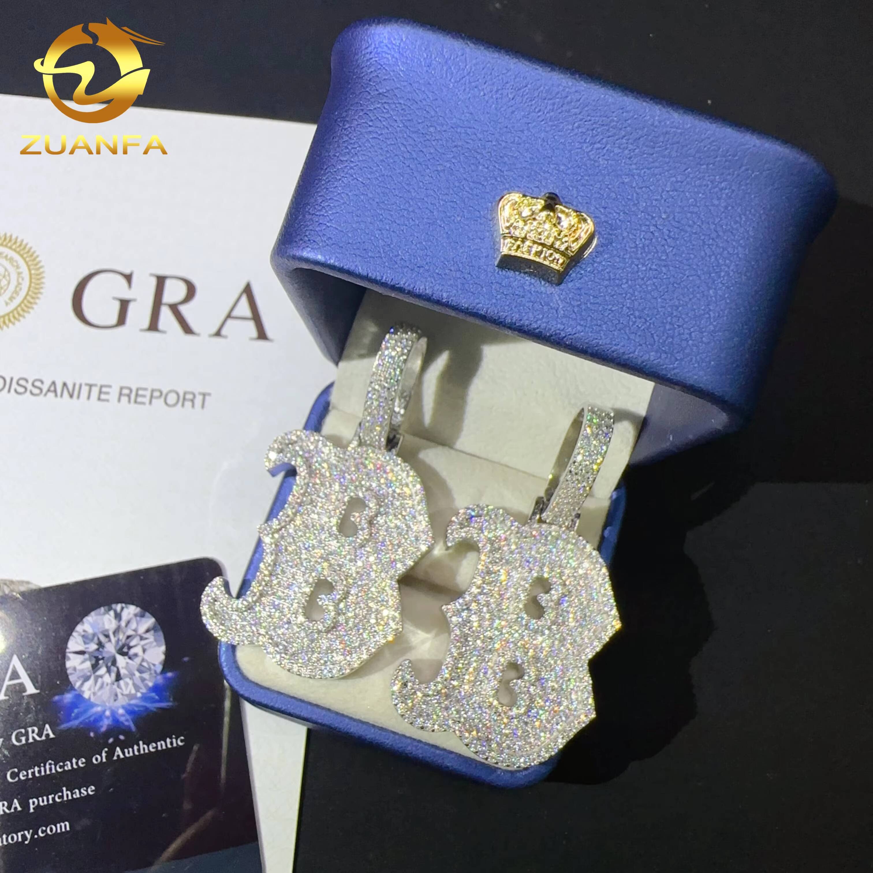 Custom Hip Hop Fine Jewelry in Sterling Silver 925 Iced Out Moissanite Letter Pendant VVS Moissanite Diamond Fashion Pendant