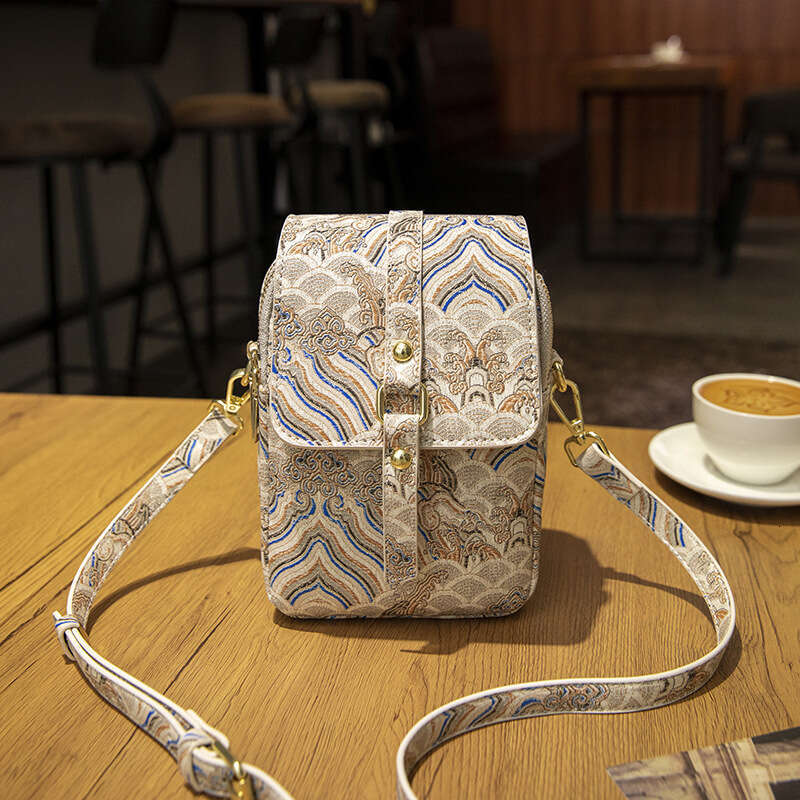 New Chinese Niche Design Ancient Style Elements Double Zipper Large Capacity Phone Versatile Shoulder Crossbody Bag