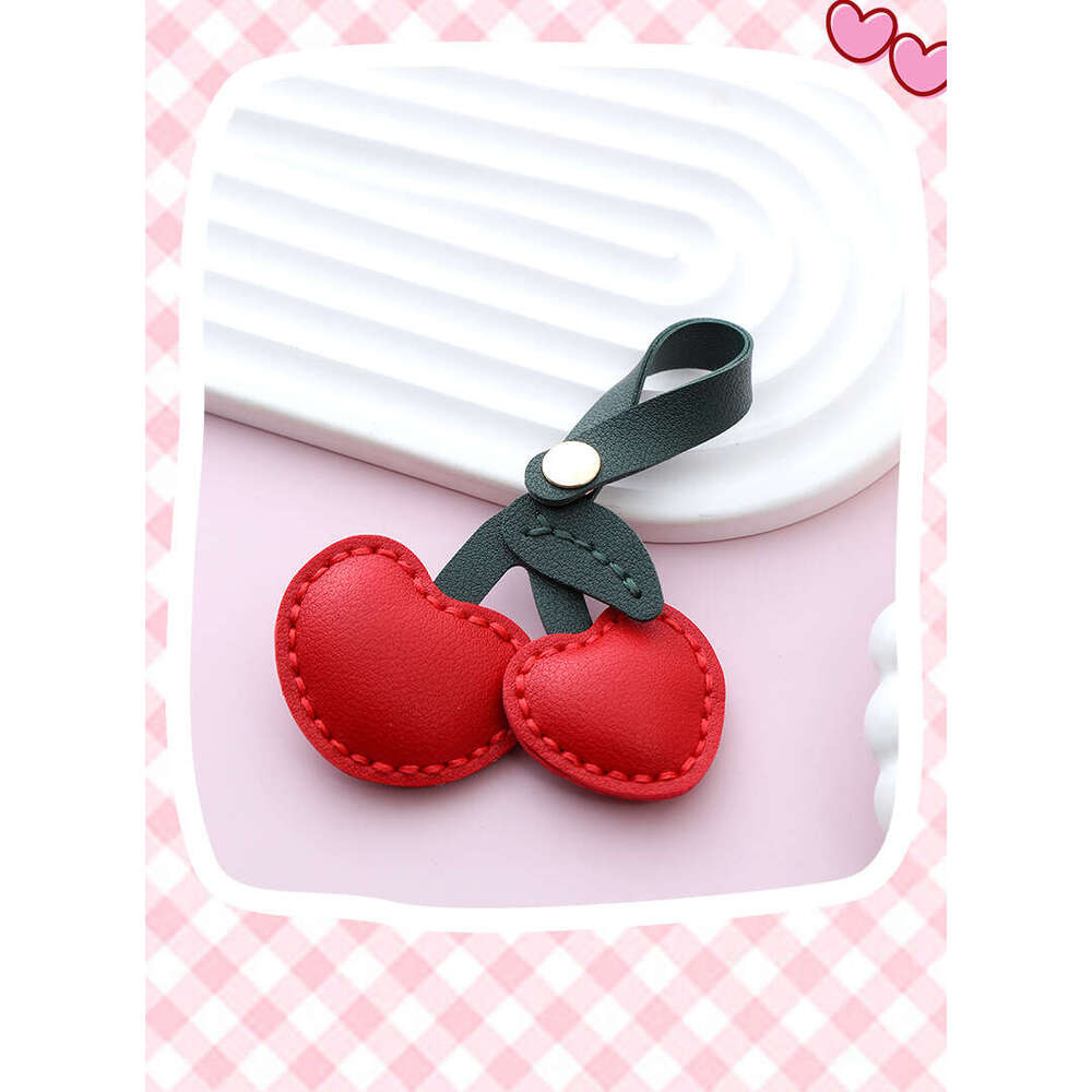 DHEssentials Cherry Leather Charm, Cute DIY Gift, Pastoral Style, Bag/Key Pendant, Multiple Colors
