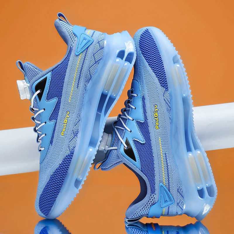 Mens Thin Mesh Shoes with Rotating Buttons LaceFree Sports and Casual Shoes Breathable Running Shoes Z250905