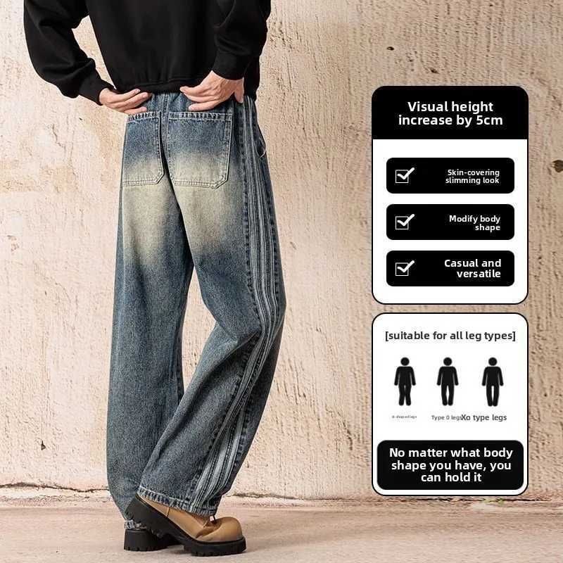 Mens Casual StraightLeg Jeans Bell Bottoms American Style Loose Fit Pants Autumn Denim Floor Pants Men Clothing Trouser Jeans W250905
