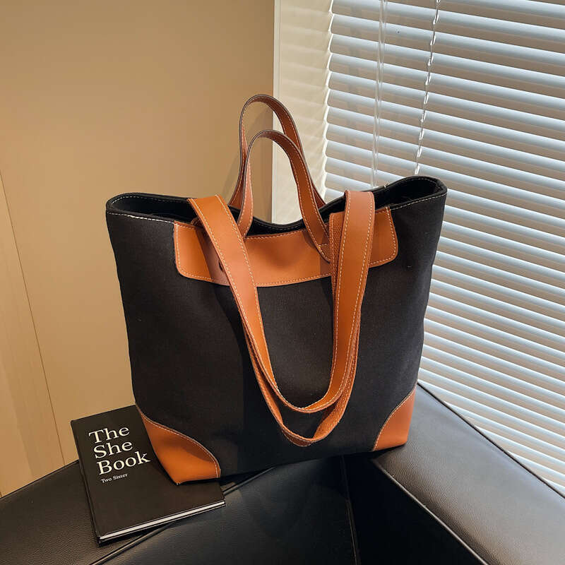 Canvas Tote Handbag Women's New Large Capacity Casual Commuting Shoulder Crossbody Bag