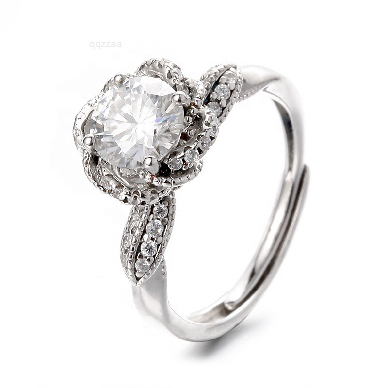 High Quality Classic GRA Design 925 Sterling Silver VVS Moissanite Halo Cluster Ring Womens Engagement Anniversary Jewelry