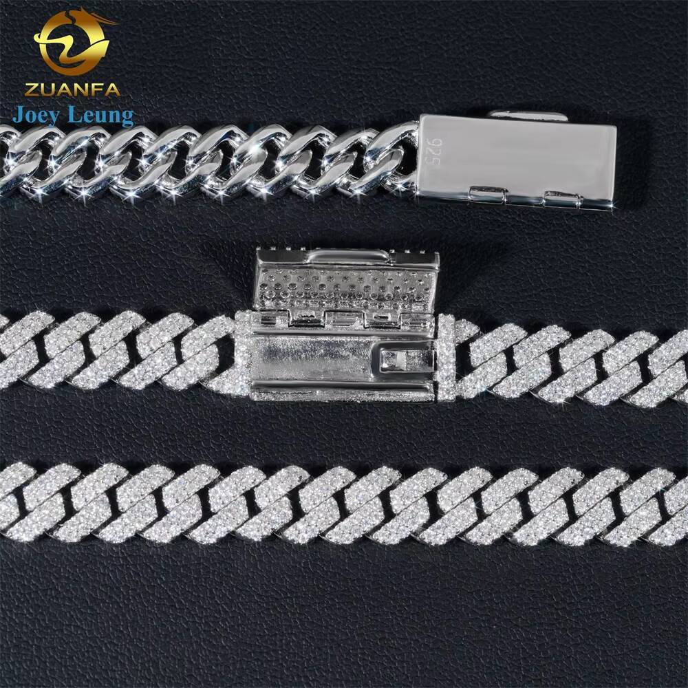 Ready to Ship Hot Selling Fine Jewelry 925 Sterling Silver Soft 8mm Iced Out NecklaceVVS Diamond Moissanite Cuban Link Chain