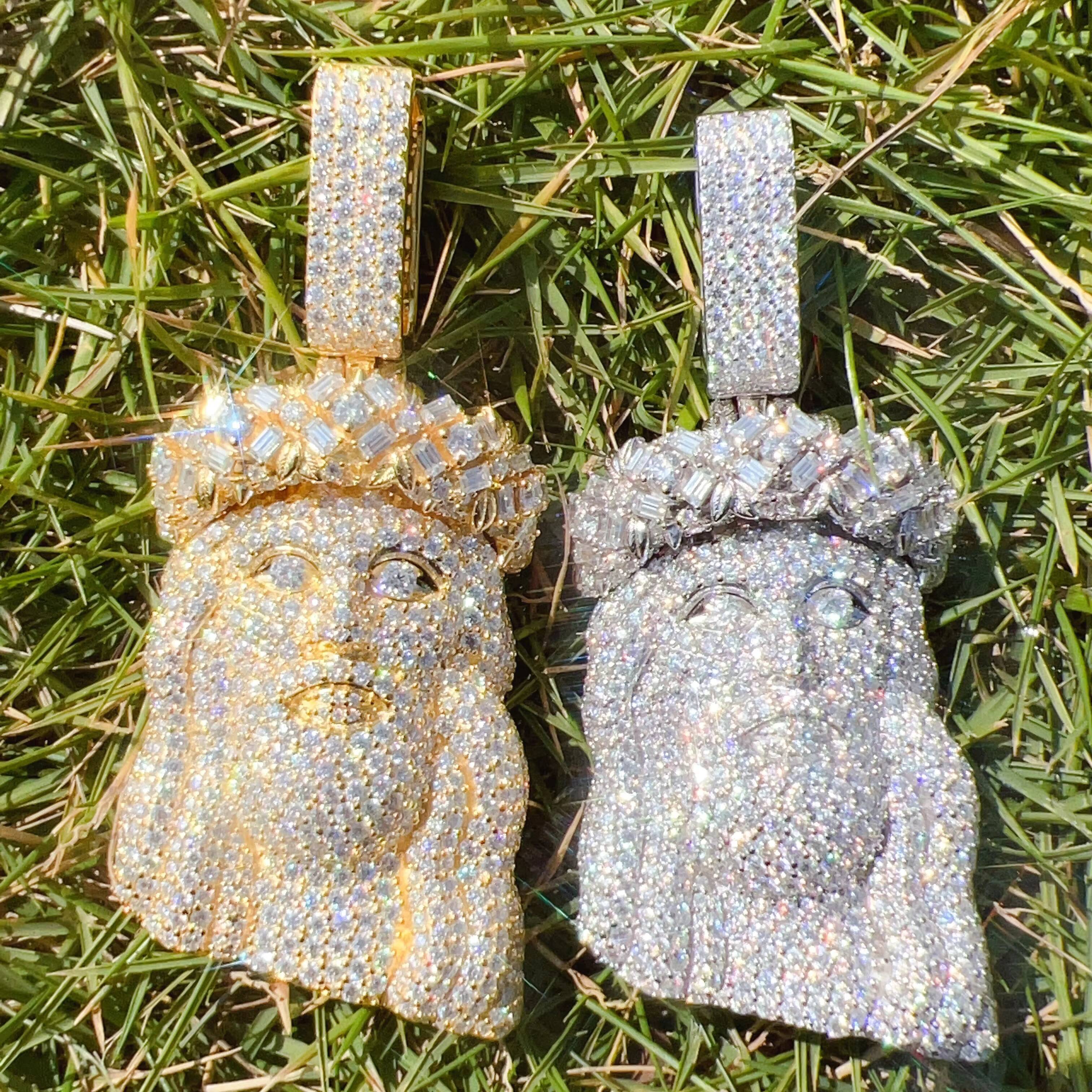 Buss Down Moissanite Lab Diamond Custom Chain Pendant Silver 925 Fine Jewelry Hip Hop Iced Out Mens Jesus Pendant