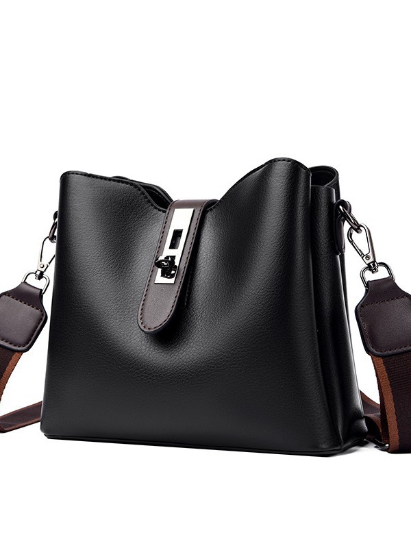 2025 Vintage Minimalist Lightweight Crossbody Large Capacity Stylish Women's Shoulder Elegant Commuting Wide-Strap Handbag Bucket Bag