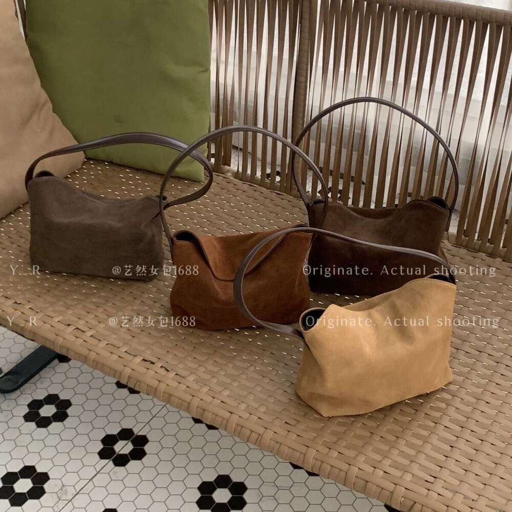 Maisa Same Style Autumn Winter Suede Handbag Women Trendy 2024 New Genuine Leather Women's Single Shoulder Underarm Bag