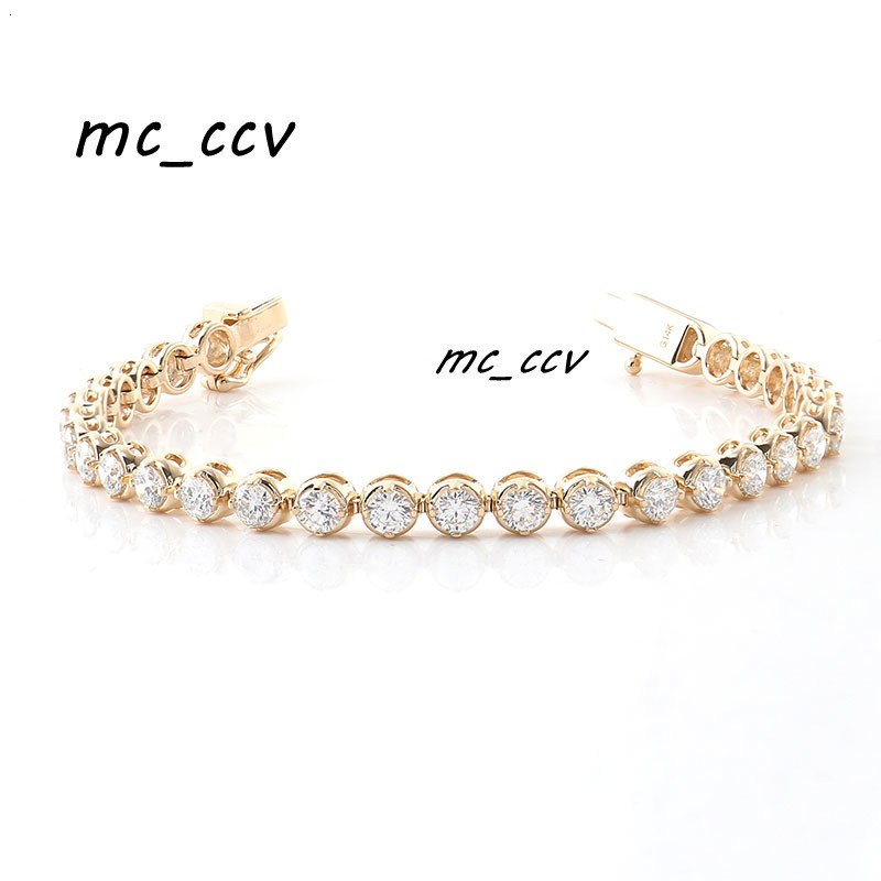 Fashion Iced Out 10k Yellow Gold 3mm DEF VS CVD HPHT Lab Grown Diamond Tennis Bracelet for Men Woman Bracelet