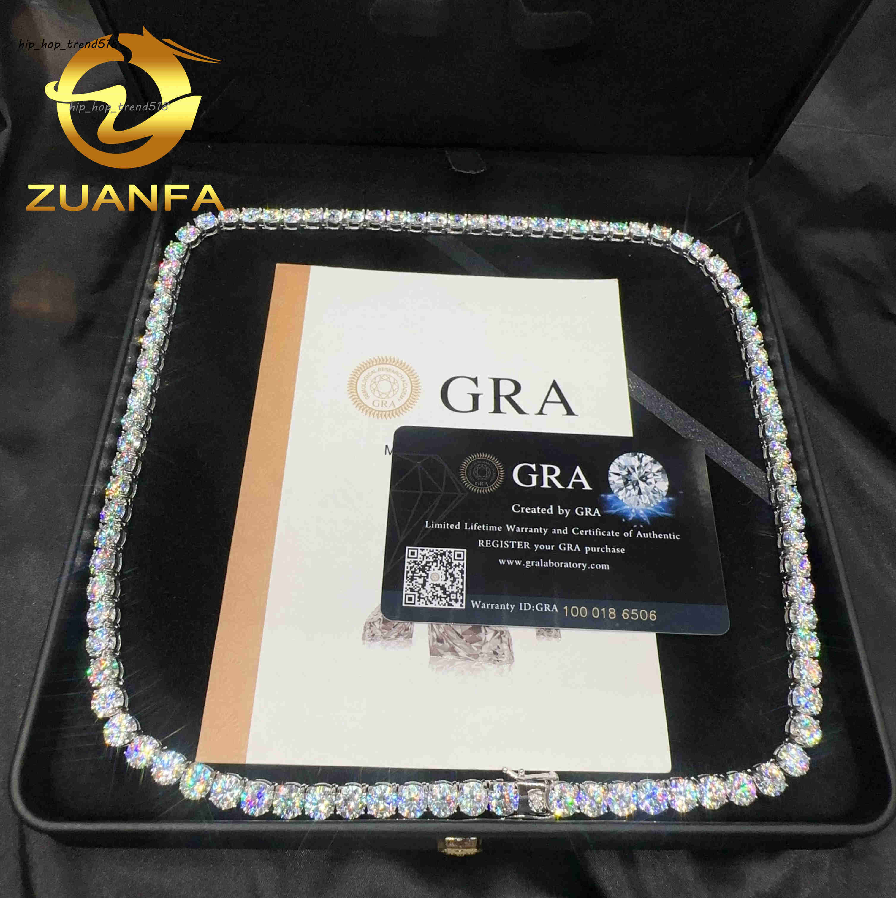 Hot Selling 65mm Moissanite Tennis Chain Pass Diamond Test Round Brilliant Cut 925 Silver Tennis Necklace Chain