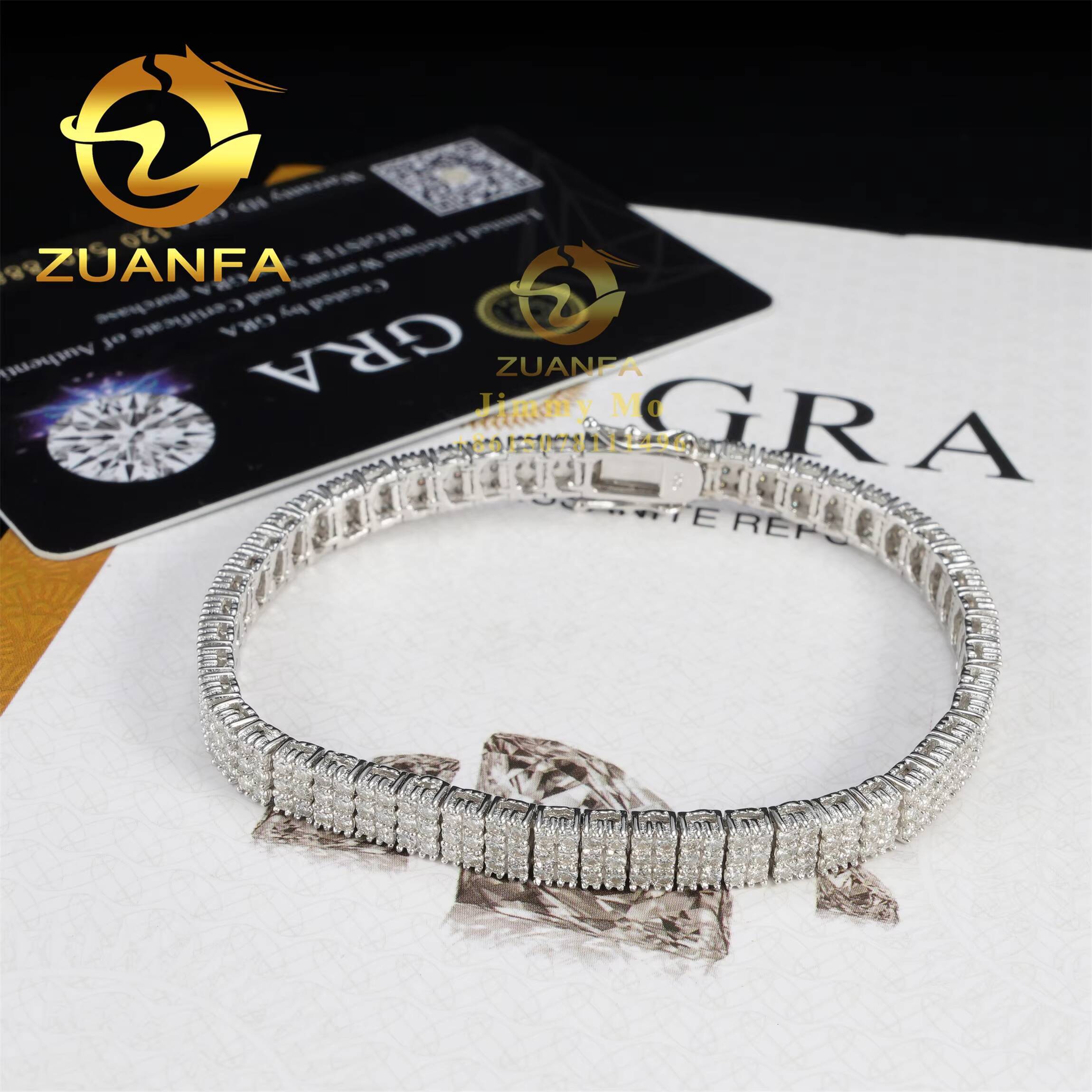 Pass Diamond Tester 6MM Luxury 925 Sterling Silver Iced Out Hip Hop Fire Jewelry VVS1 Moissanite Cluster Tennis Chain Bracelet