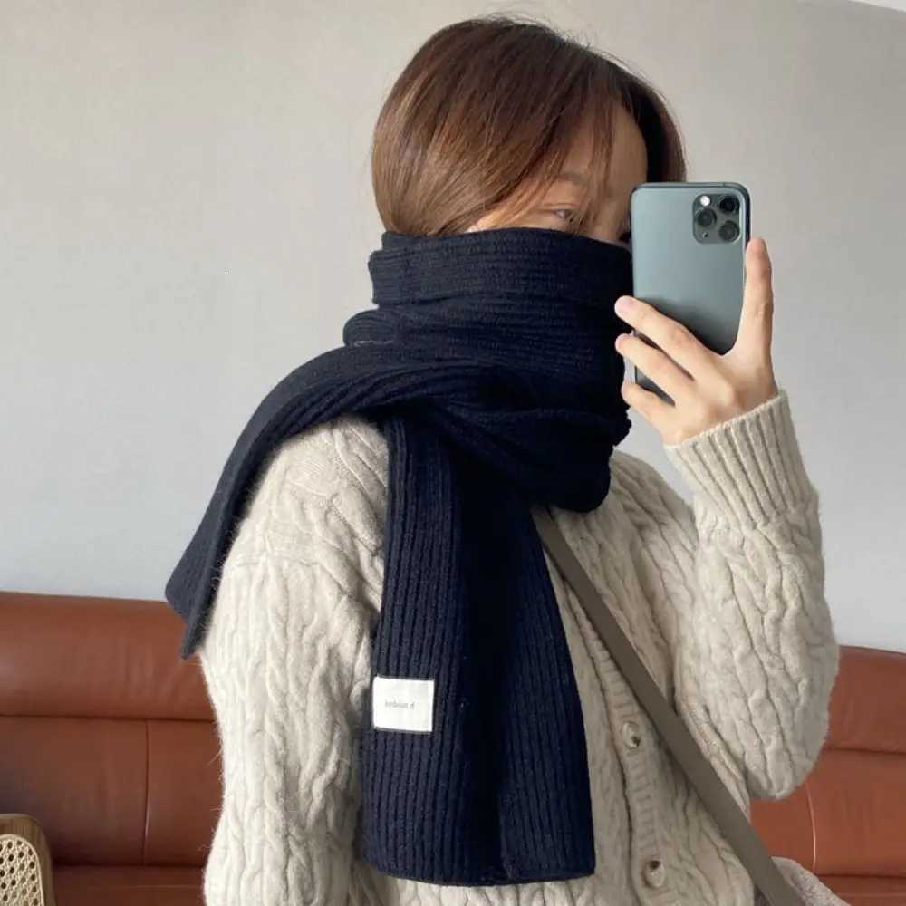 Winter Fashion Solid Color Knitted Scarf Thicken Neck Cover Women Scarf Windproof Long Scarves Women MenXJ250905