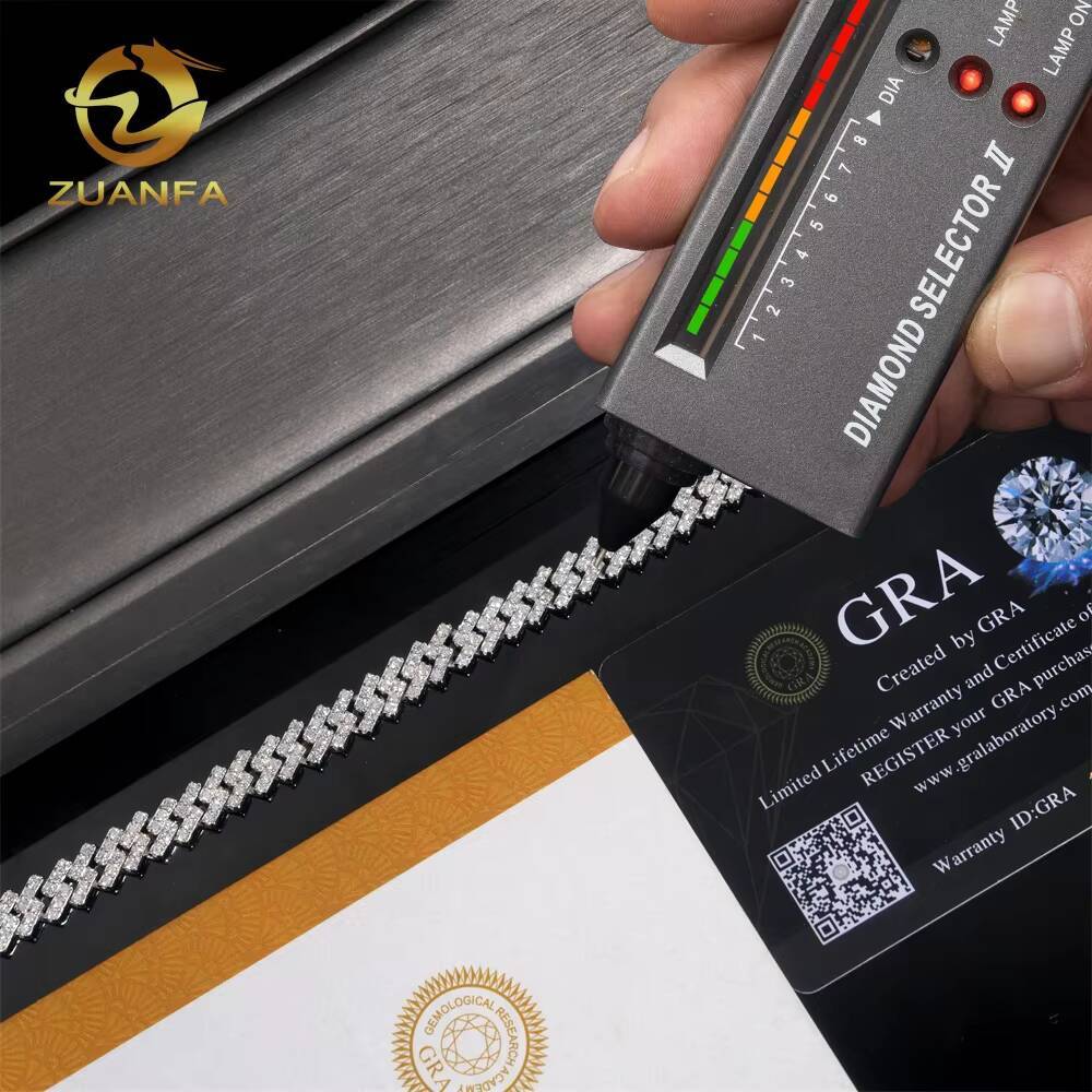 7mm 1Row High Quality Moissanite Diamond Hip Hop Bracelet 925 Silver Iced Out Cuban Link Bracelet With GRA Certificate