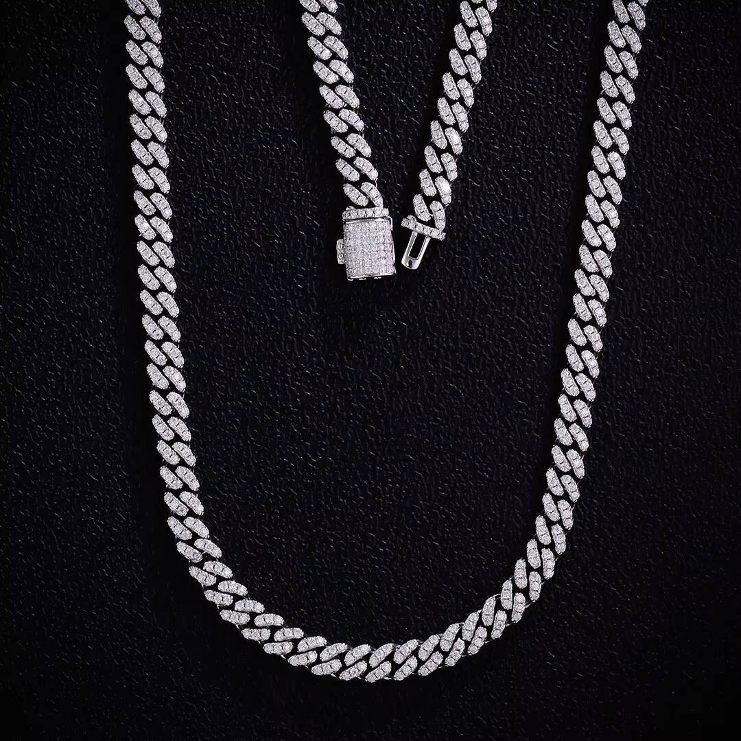 6mm 8mm 1618202224inch Fine Jewelry Necklaces Hip Hop Single Row Moissanite Chains 925 Silver Cuban Link Chain
