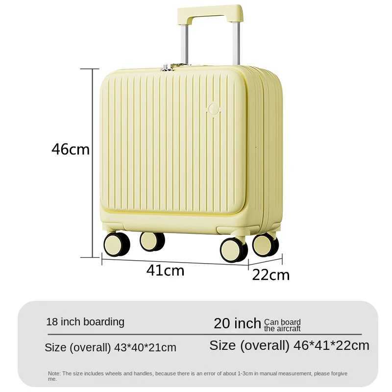1820 inch Cabin Suitcase Front Opening Silent Wheel Trolley Case with Cup Holder Lightweight Luggage Z250905