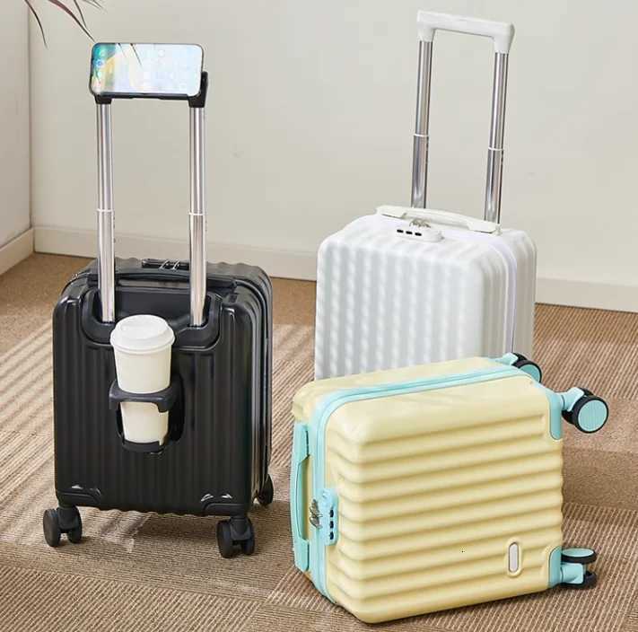 14Inch Small Luggage Can Go On The Plane Without Checking With A Password Lock Leather Suitcase Travel Trolley Case Z250905