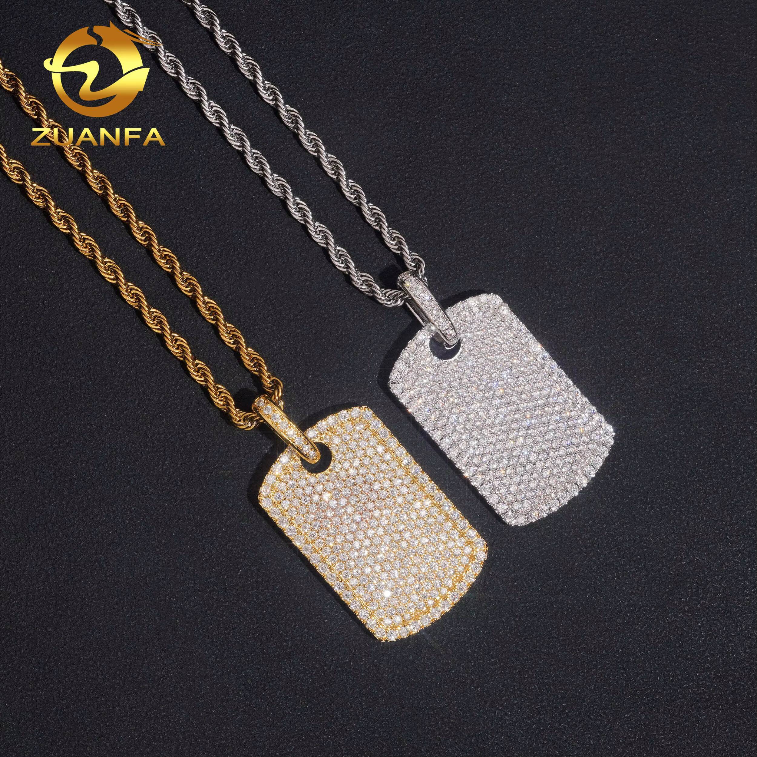 USA Stock 925 Solid Silver Moisssanite Tag Cross Pendant Hip Hop Jewelry Iced Out Moissanite Pendant Pass Diamond Tester