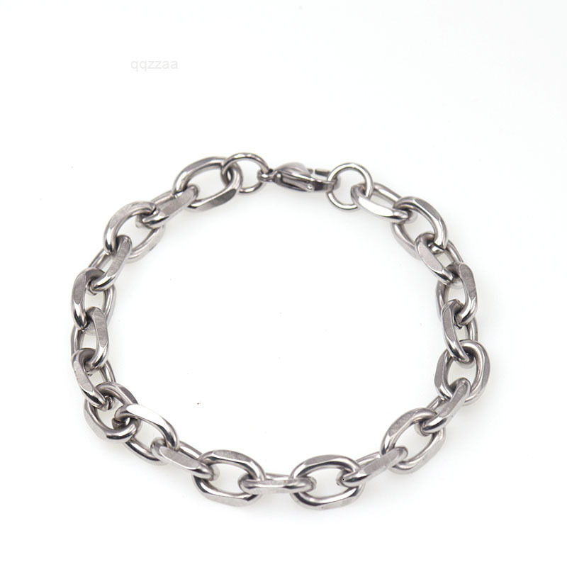 Hot Selling Custom 6mm Silver Stainless Steel Mens Link Chain Bracelet Fashion Jewelry Bracelets