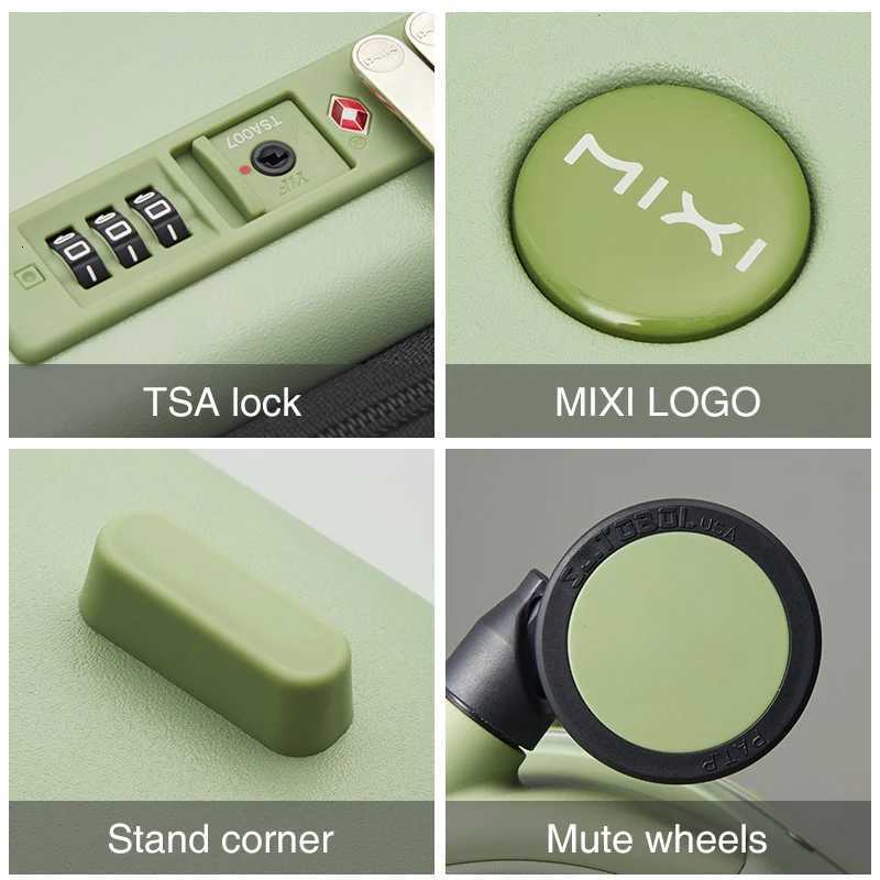 Mixi New Patent Design Carry On Suitcase Women 18 Inch Rolling Luggage Men Polycarbonate Aluminum Frame Elegant Noble Z250905