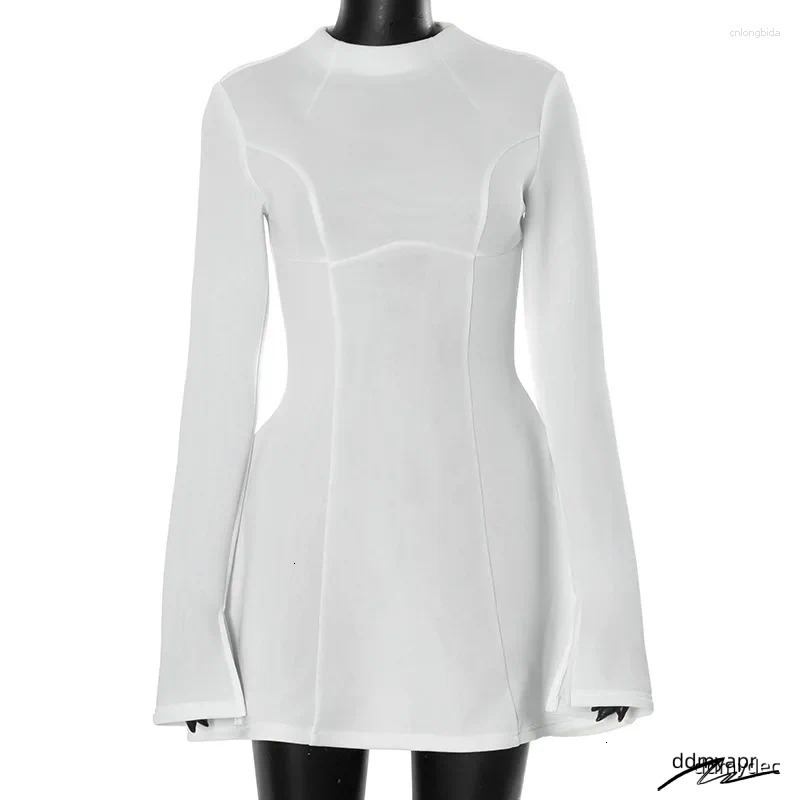 Casual Dresses Autumn Winter Mini Dress Women Elegant Solid Long Sleeve Slim Ddmydec A-Line Sexy Backless Evening Birthday Party 2024 Ddmydec Ddmydec