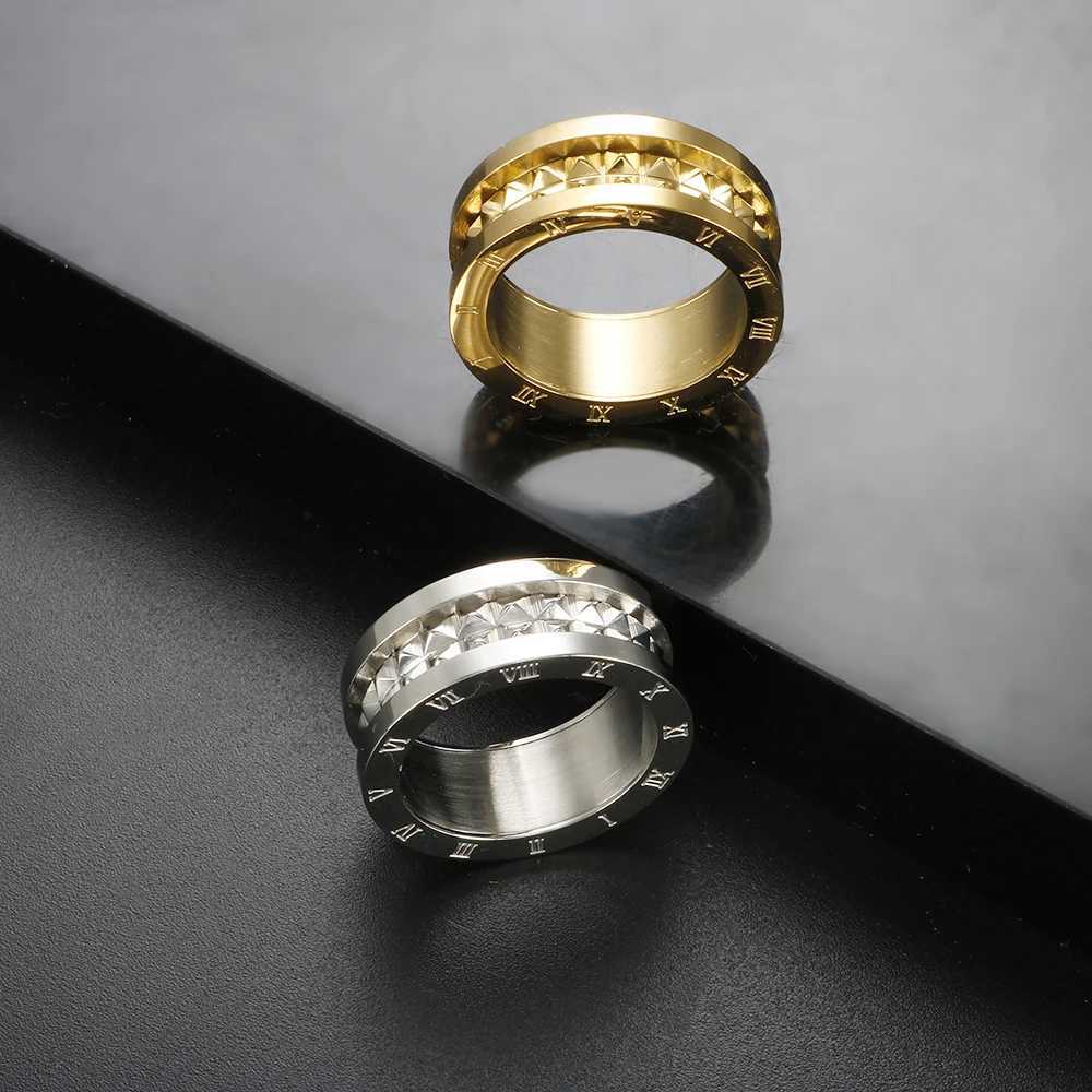 Stainl Steel Ran Numerals Ring for Men Wen Tren Pointy Rivet Triangle Hand Rings Gold Color Waterproof Delivery Jewelry S250905