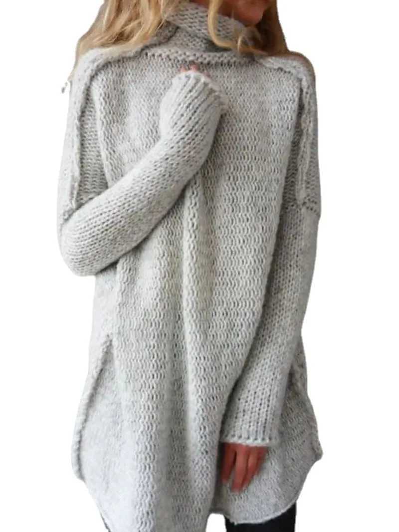 2023 New Womens Sweater Stacked Collar Sweater Three Needle Craft Long Sleeve Sweater for Women Z250905