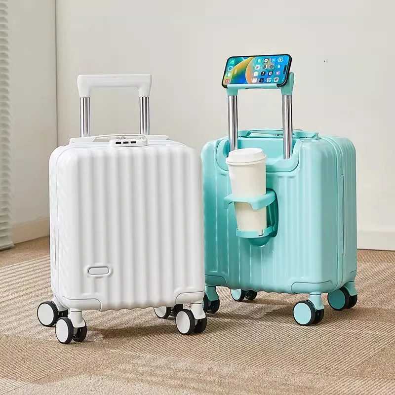 14Inch Small Luggage Can Go On The Plane Without Checking With A Password Lock Leather Suitcase Travel Trolley Case Z250905