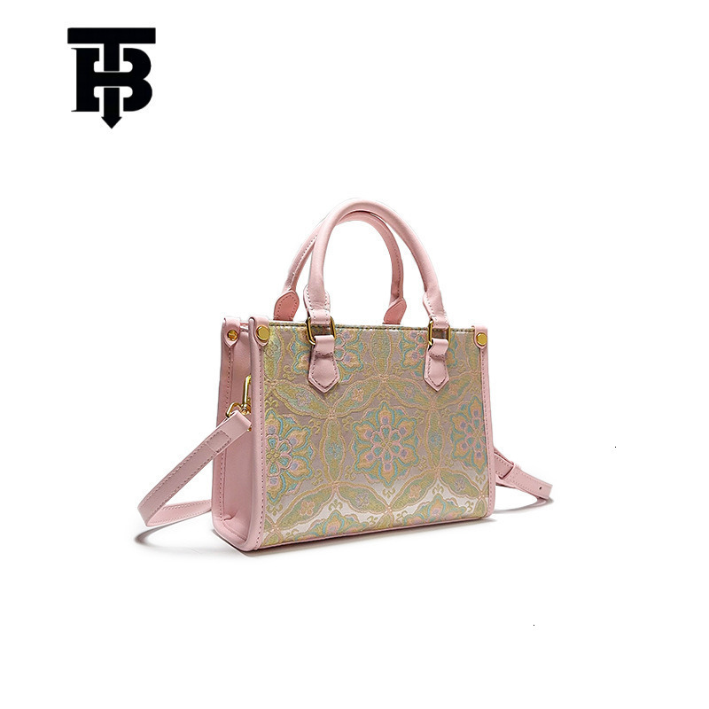 Luxury Bag TB BHULAMTE Designer Bag New Chinese Style Handbag For Women 2025 Spring Summer New Song Brocade Pattern Pink Design Tote Bag
