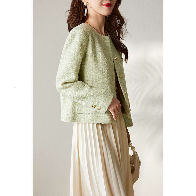 Wool Tweed And Coat New Autumn Short Candy Green Top Women's Spring Style B5