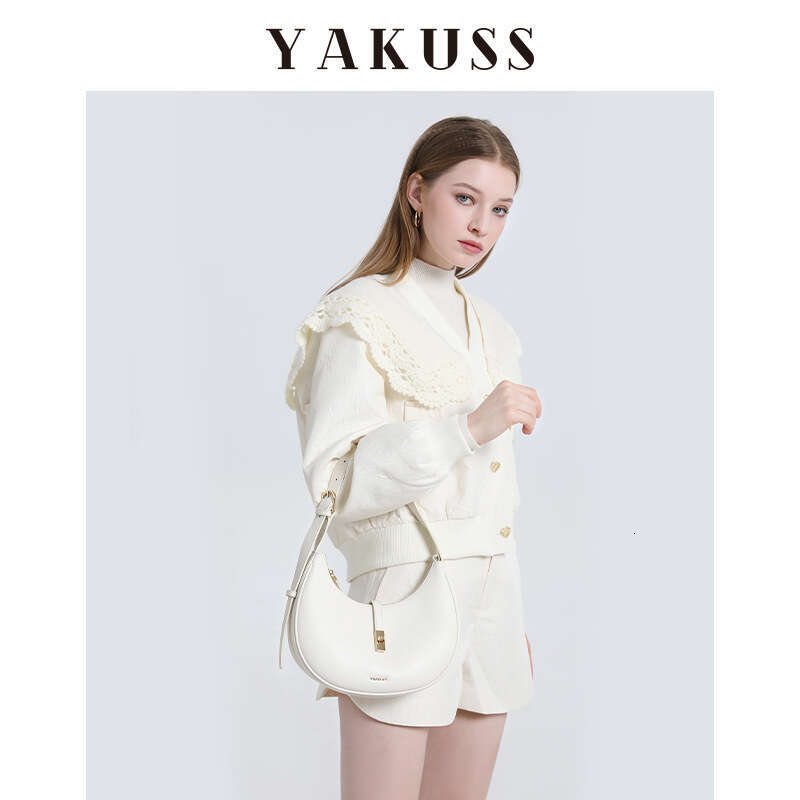 YAKUSS Underarm Women's Shoulder Crescent High-end Niche Handbag Genuine Leather Versatile Casual Crossbody Bag for Women