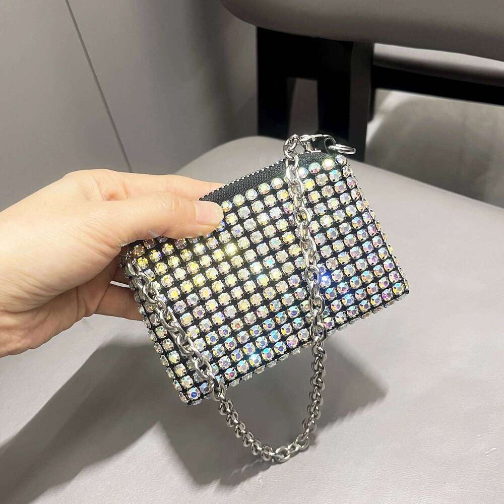 Designer Bags Mini Shiny Rhinestone Purse Short Chain Coin Small Card Bag Handle Woman's Purse Design Handmade Luxury Bag