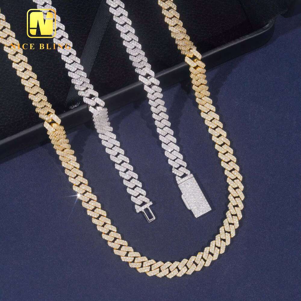 8mm Hip-Hop Style Jewelry - Borosilicate Gemstone - 24K Gold Chain Set with Ice Crystal Cuban Link