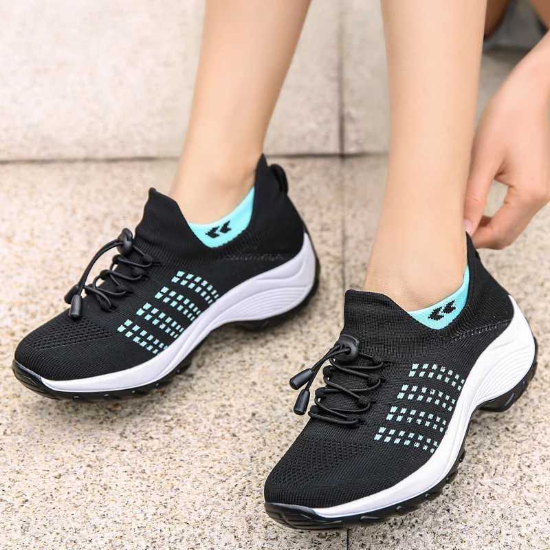 Womens Walking Shoes Fashion Sock Sneakers Breathable Comfortable Nursing Shoes Casual Platform Loafers NonSlip Z250905