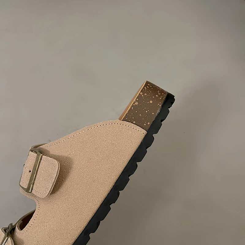 Fashion Cork Women Sandals New Soft Sole Suede Mules Slippers with Arch Support House Open Toe Flats Outdoor Beach Slide Shoes W250905