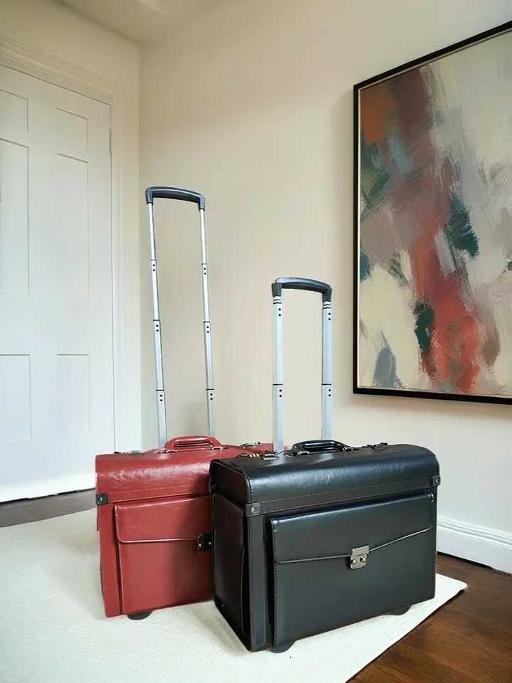 18 Inch Black Brown Pilot Hand Luggage LAWyer Spinner Cabin Carry on Trolley Travel Bag For Business Z250905