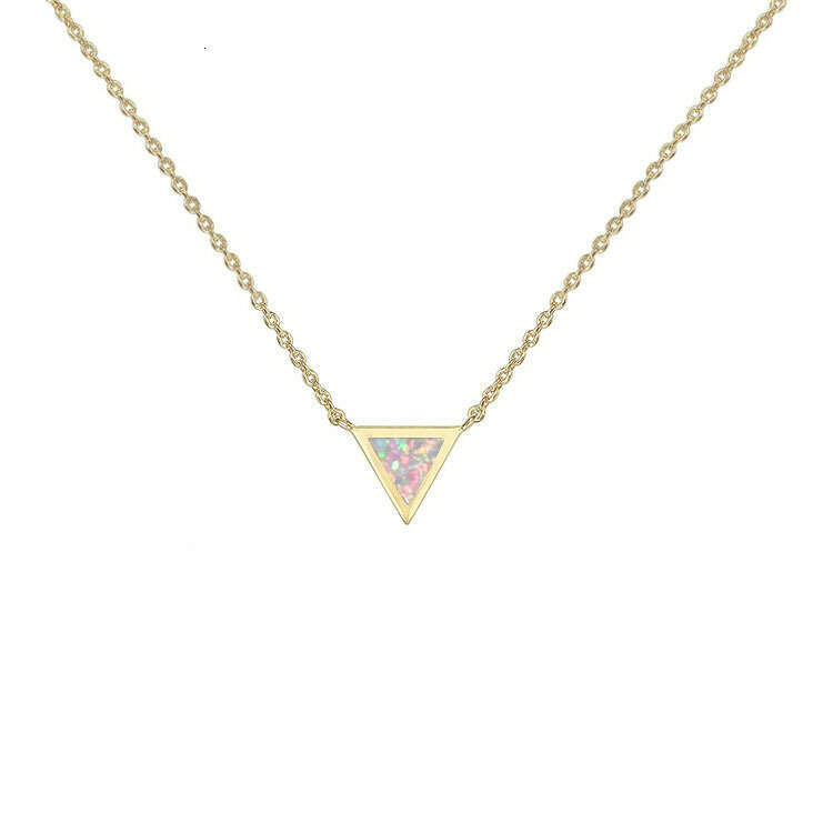 DHpet 2025 Spring: Unisex Stainless - steel Opal - inspired Necklaces with Triangular Pendant