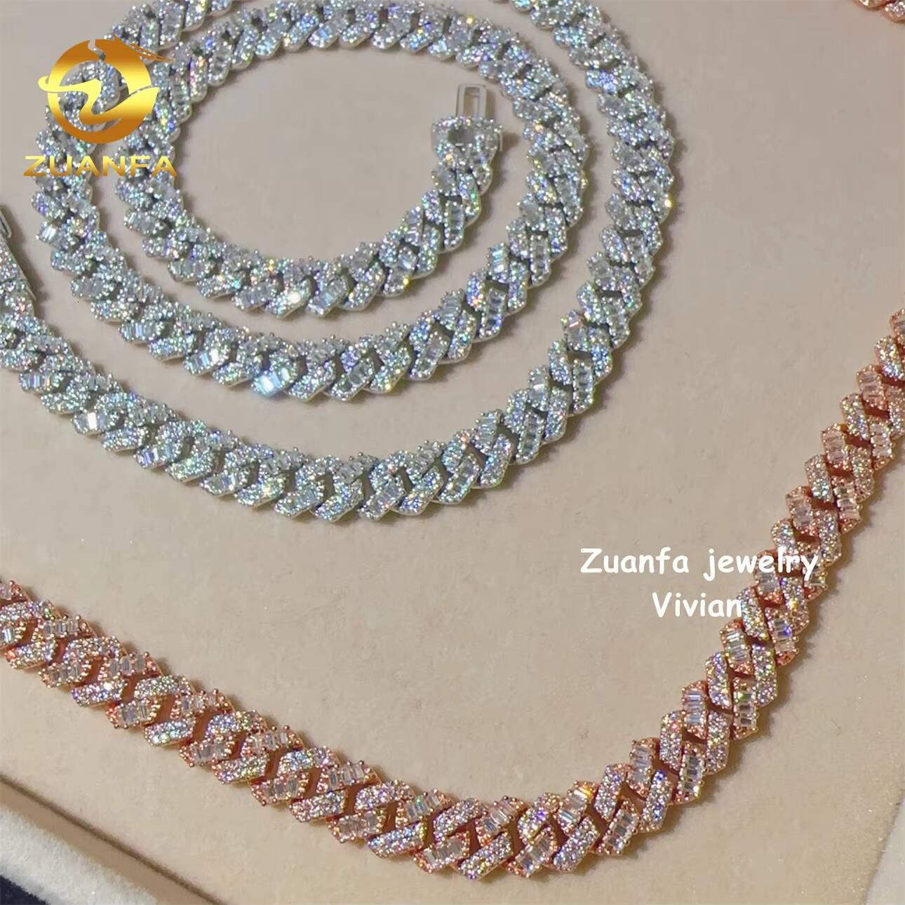 8mm D Color VVS Moissanite Diamond Iced Out Sterling Silver 925 Hip Hop Fine Jewelry Cuban Link Chain Necklace