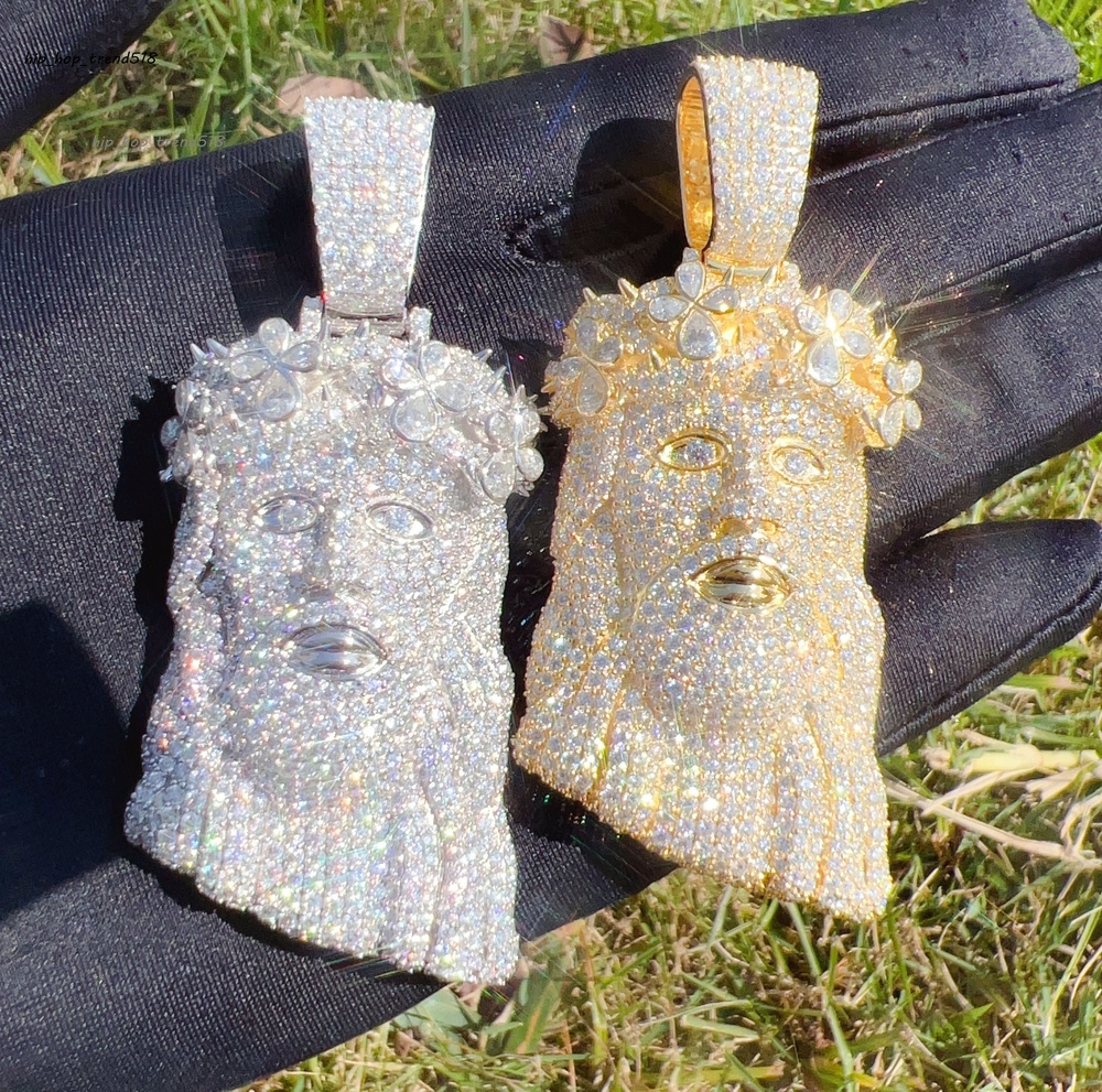 Fine Jewelry Sterling Silver 925 Iced Out Diamond Pendant VVS Moissanite Hip Hop Fashion Jesus Pendant
