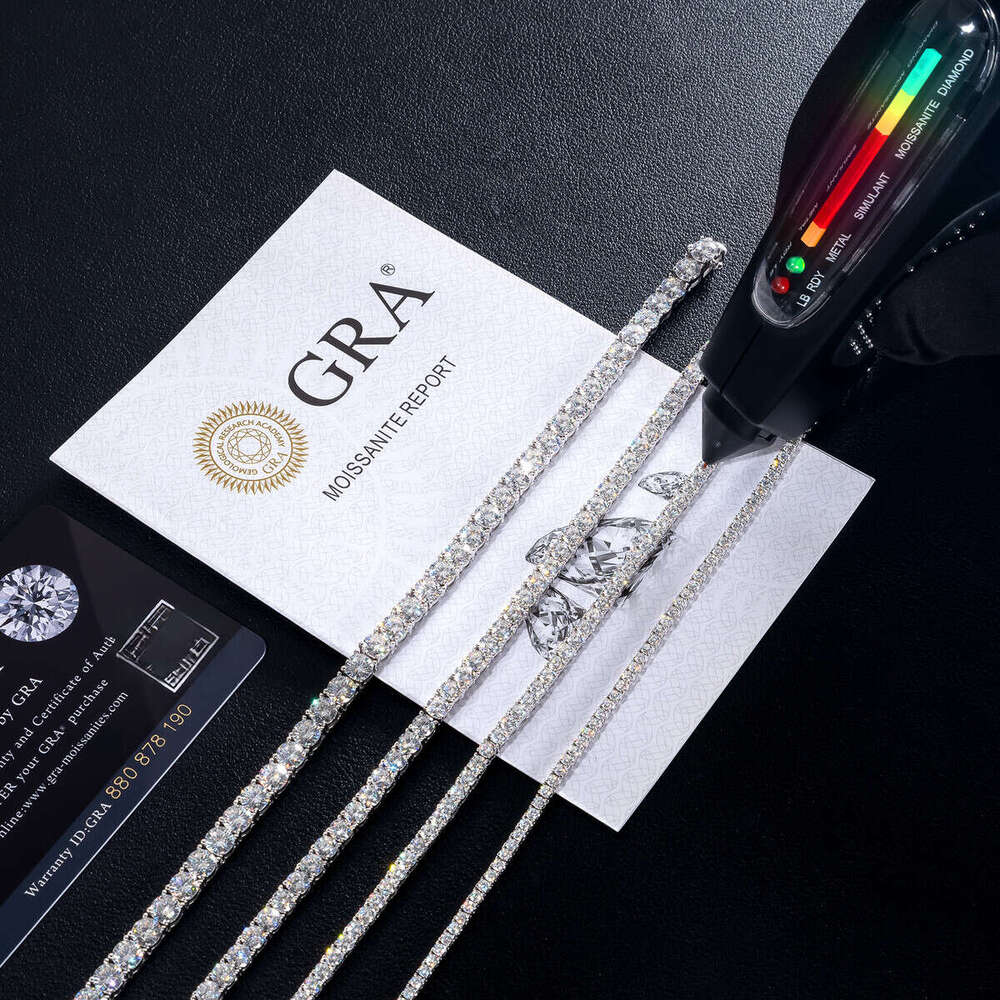 Tennis Chain Handmade Gifts 2mm 3mm 4mm 5mm Sier 14K Gold Plated Moissanite Necklace for Women Men