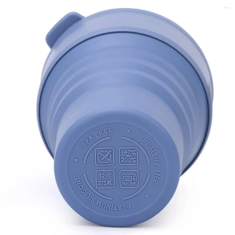 Water Bottles 375ml Folding Coffee Cup Silicone With Lid Collapsible Cups Foldable Reusable Portable Travel Tumbler Dining Z260202
