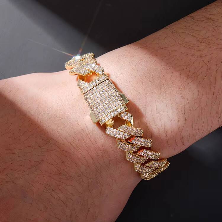 New Drop Shipping 14mm 5A Moissanite Diamond Hip Hop Jewelry Mens Prong Cuban Link Chain Necklace