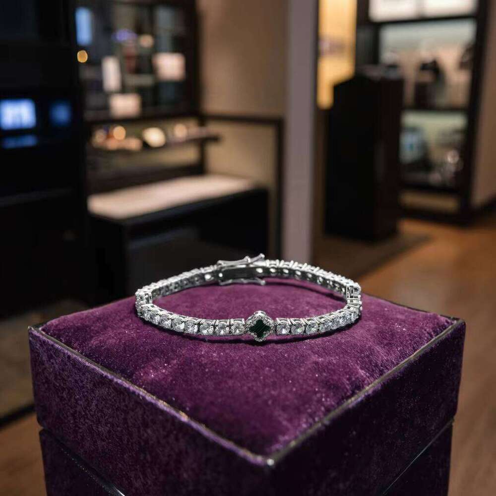 Elegant Women's Moissanite Tennis Chain Bracelet Exquisite Four-Leaf Clover & Flower Design Fashion Jewelry Gift