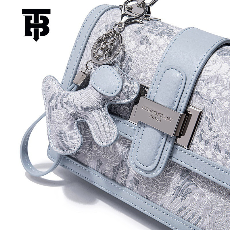 Free Shipping Designer Luxury New Women's Box Handbag Korean Style Fashion Chinese Embroidery Shoulder Bag High-quality Texture Commuting Makeup 