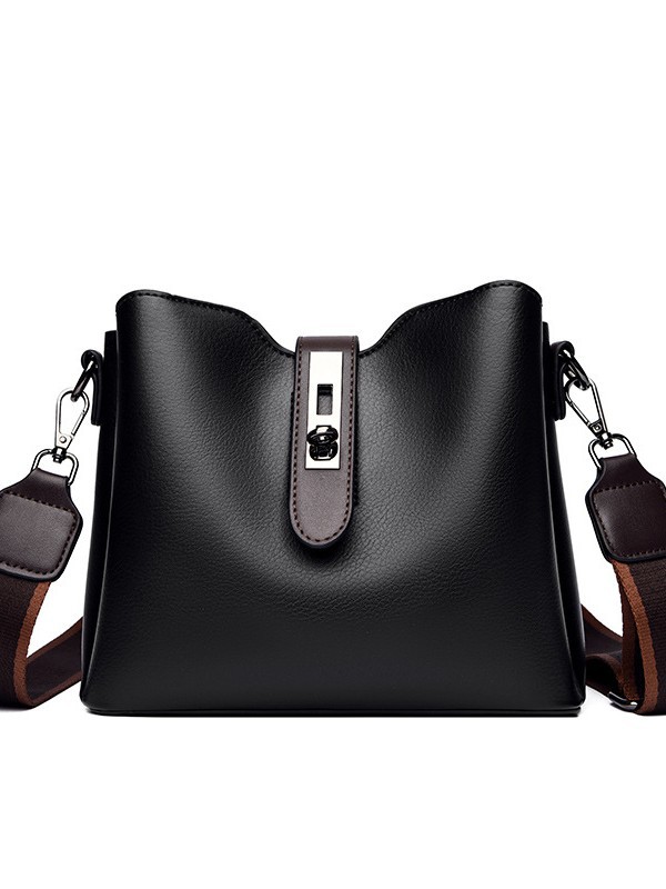 2025 Vintage Minimalist Lightweight Crossbody Large Capacity Stylish Women's Shoulder Elegant Wide-Strap Handbag Bucket Bag